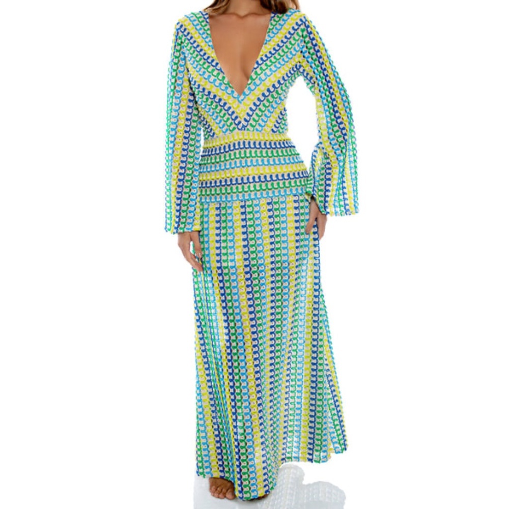 Luli Fama, Island Blues Long Dress, Size Small, New with Tags, Retail Price $256